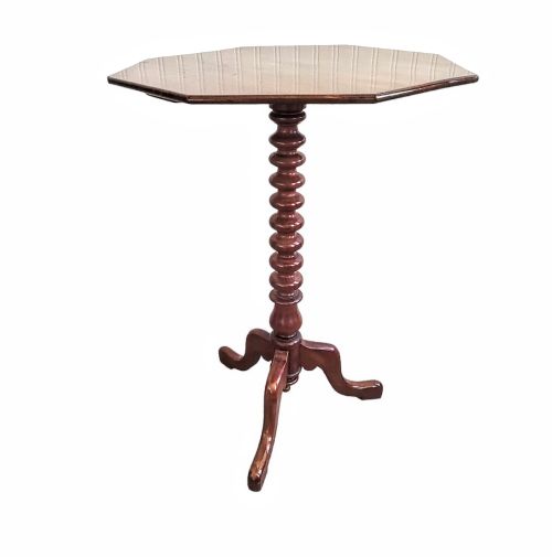 19th Century Mahogany Bobbin Turned Octagonal Wine Table 