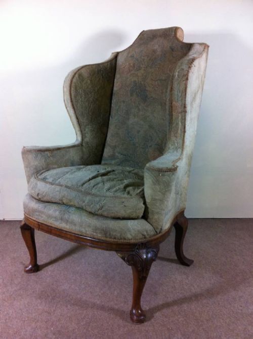 A 19th Century Walnut Wing Armchair