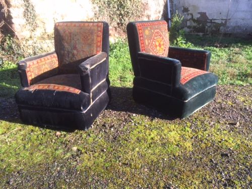 A Pair of 19th Century Carpet Armchairs
