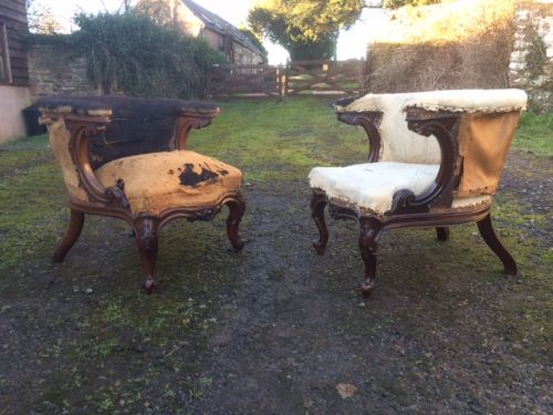 A Near Pair of 19th Century Library Armchairs