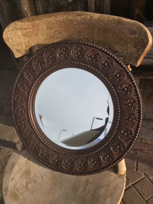 a 19thc mahogany carved frame circular mirror