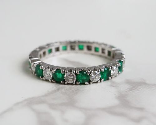 Antique Emerald and Diamond Full Eternity Ring 