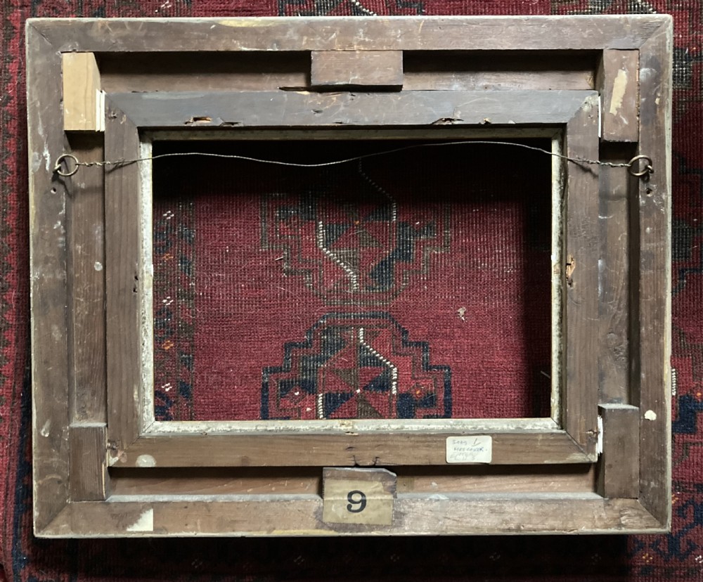 A matching pair of rectangular antique gilt gesso picture frames featuring ornate corner carvings and leaf motif mouldings. View XIV