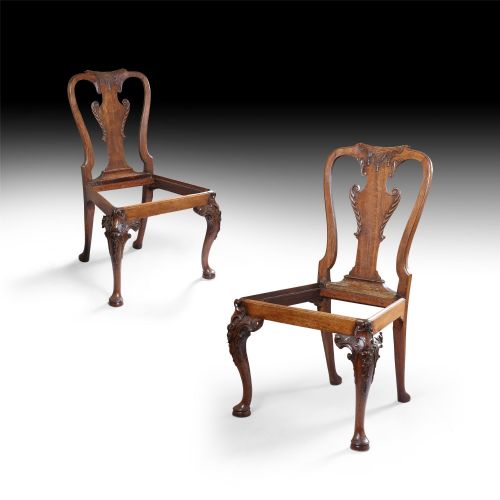 A PAIR OF GEORGE I CARVED WALNUT CHAIRS POSSIBLY IRISH - ADDITIONAL PHOTO 2