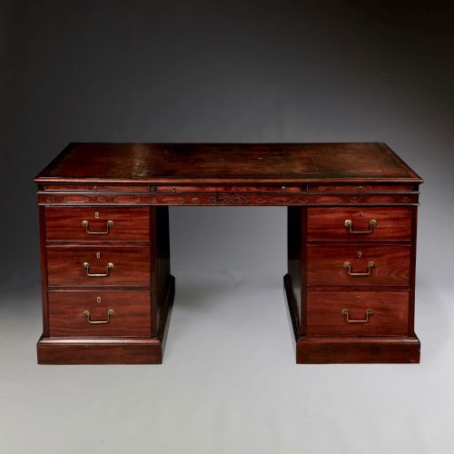 GEORGE III CHIPPENDALE PERIOD MAHOGANY PARTNERS DESK - ADDITIONAL PHOTO 2