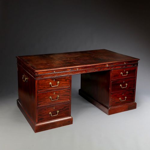 GEORGE III CHIPPENDALE PERIOD MAHOGANY PARTNERS DESK - ADDITIONAL PHOTO 4
