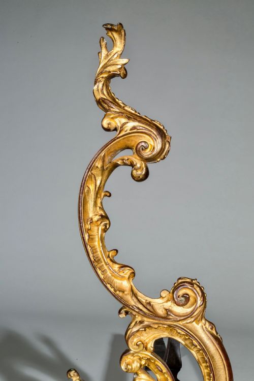 PAIR OF 18THCENTURY ENGLISH ROCOCO GILT BRONZE ANDIRONS FIREDOGS CHENNETS - ADDITIONAL PHOTO 1