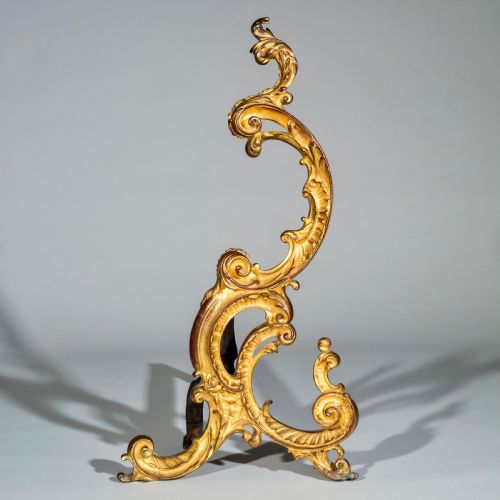 PAIR OF 18THCENTURY ENGLISH ROCOCO GILT BRONZE ANDIRONS FIREDOGS CHENNETS - ADDITIONAL PHOTO 2