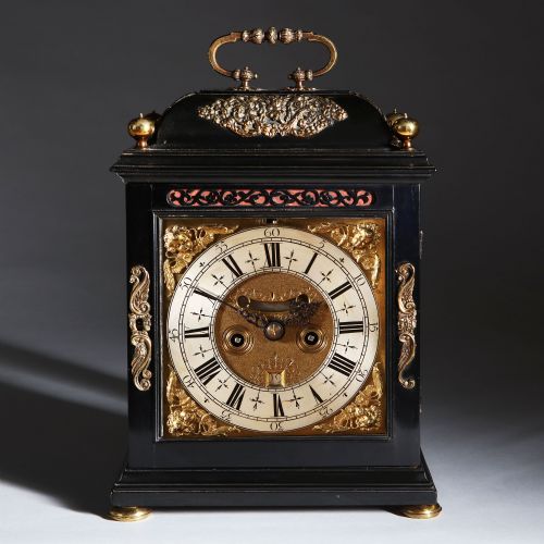 william and mary ebony veneered bracket clock by johnathan lownde - CATEGORY: ANTIQUE CLOCKS - DATED 17TH CENTURY