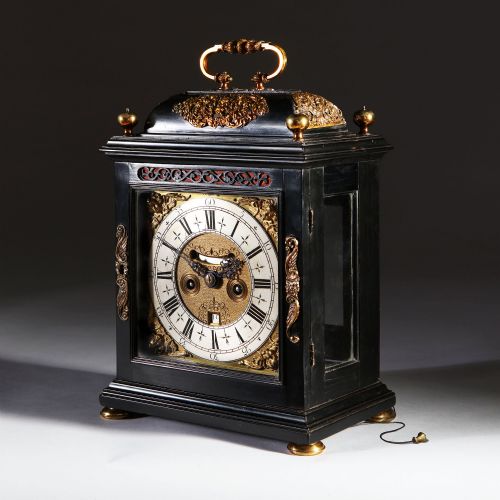 WILLIAM AND MARY EBONY VENEERED BRACKET CLOCK BY JOHNATHAN LOWNDE - ADDITIONAL PHOTO 1
