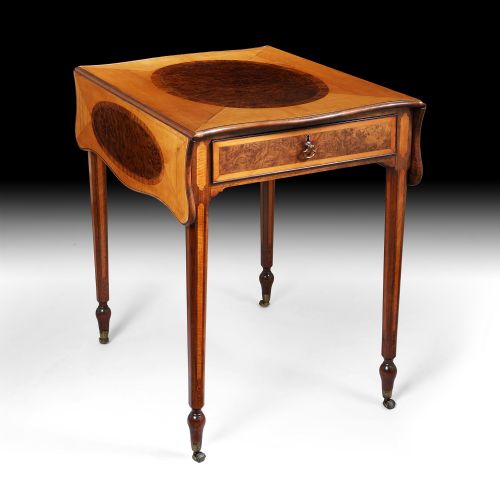 18TH CENTURY GEORGE III SATINWOOD AND POLLARD OAK PEMBROKE OCCASIONAL TABLE - ADDITIONAL PHOTO 1