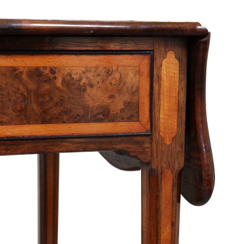18TH CENTURY GEORGE III SATINWOOD AND POLLARD OAK PEMBROKE OCCASIONAL TABLE - ADDITIONAL PHOTO 8