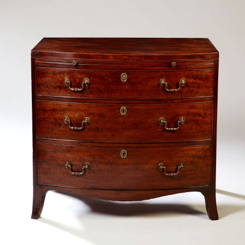 george iii sheraton period bowfronted caddy topped mahogany chest of drawers - CATEGORY: ANTIQUE CHEST OF DRAWERS - DATED 18TH CENTURY