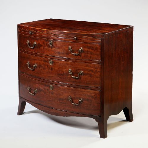 GEORGE III SHERATON PERIOD BOWFRONTED CADDY TOPPED MAHOGANY CHEST OF DRAWERS - ADDITIONAL PHOTO 1