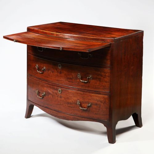 GEORGE III SHERATON PERIOD BOWFRONTED CADDY TOPPED MAHOGANY CHEST OF DRAWERS - ADDITIONAL PHOTO 2