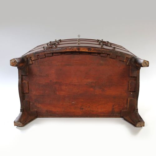 GEORGE III SHERATON PERIOD BOWFRONTED CADDY TOPPED MAHOGANY CHEST OF DRAWERS - ADDITIONAL PHOTO 3