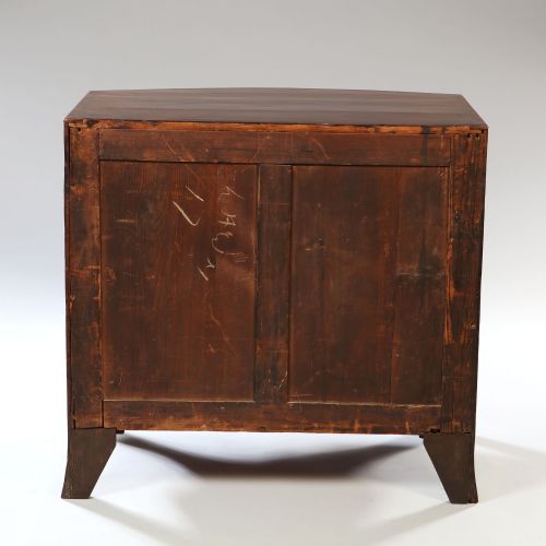 GEORGE III SHERATON PERIOD BOWFRONTED CADDY TOPPED MAHOGANY CHEST OF DRAWERS - ADDITIONAL PHOTO 4