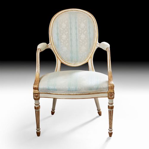 GEORGE III PARCEL GILT PAINTED PAIR OF CHAIRS - ADDITIONAL PHOTO 3