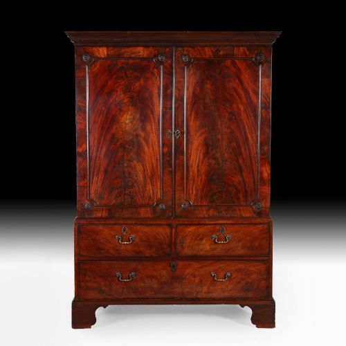 george iii mahogany linen press wardrobe - CATEGORY: ANTIQUE WARDROBES - DATED 18TH CENTURY