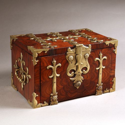 17th century william and mary kingwood strongbox with gilt brass - CATEGORY: ANTIQUE BOXES - DATED 17TH CENTURY