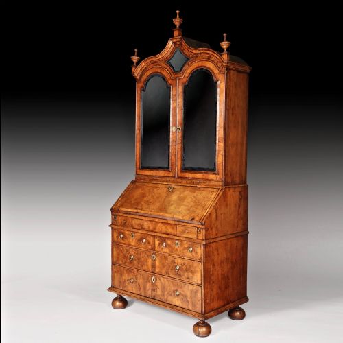 fig 2. Early 18th Century George I Figured Walnut Bureau Bookcase, Circa 1720