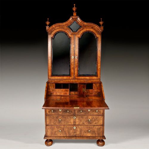fig 3. Early 18th Century George I Figured Walnut Bureau Bookcase, Circa 1720