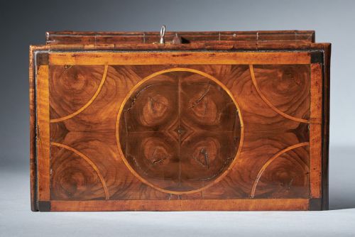 A RARE AND IMPORTANT LATE 17TH CENTURY MINIATURE TABLE CABINET BEAUTIFULLY VENEERED IN OYSTERS OF OLIVE AND BANDED IN HOLLY - ADDITIONAL PHOTO 5