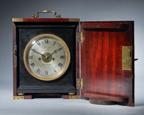 A UNIQUE EARLY 19TH CENTURY TRAVELLING CLOCK SIGNED FRENCH ROYAL EXCHANGE LONDON - ADDITIONAL PHOTO 3