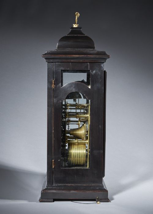 A FINE EBONISED GEORGE II EIGHT DAY TABLE CLOCK WITH DUTCH STRIKING AND TRIP REPEAT - ADDITIONAL PHOTO 1