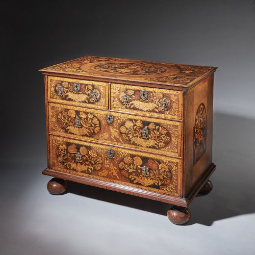 WILLIAM AND MARY MARQUETRY CHEST OF DRAWERS - ADDITIONAL PHOTO 1