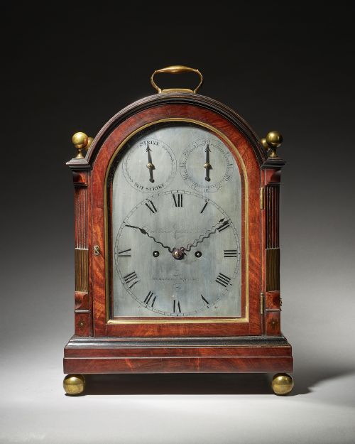 fine george iii eightday striking mahogany bracket clock with trip repeat - CATEGORY: ANTIQUE CLOCKS - DATED GEORGIAN