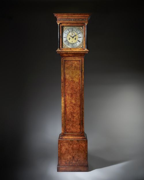 a fine 18thcentury queen anne burr walnut eightday longcase clock by christopher gould - CATEGORY: ANTIQUE CLOCKS - DATED 1700
