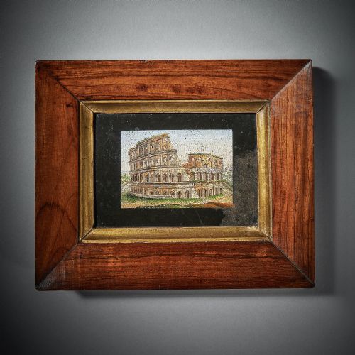 early 19th century grand tour framed pulvinated micro mosaic of the colosseum - CATEGORY: ANTIQUE MISCELLANEOUS - DATED 19TH CENTURY