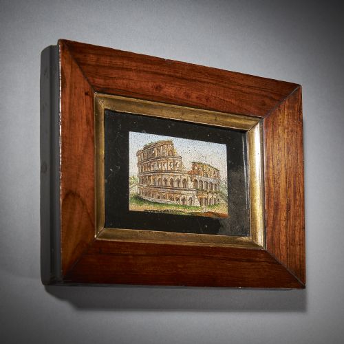 EARLY 19TH CENTURY GRAND TOUR FRAMED PULVINATED MICRO MOSAIC OF THE COLOSSEUM - ADDITIONAL PHOTO 1