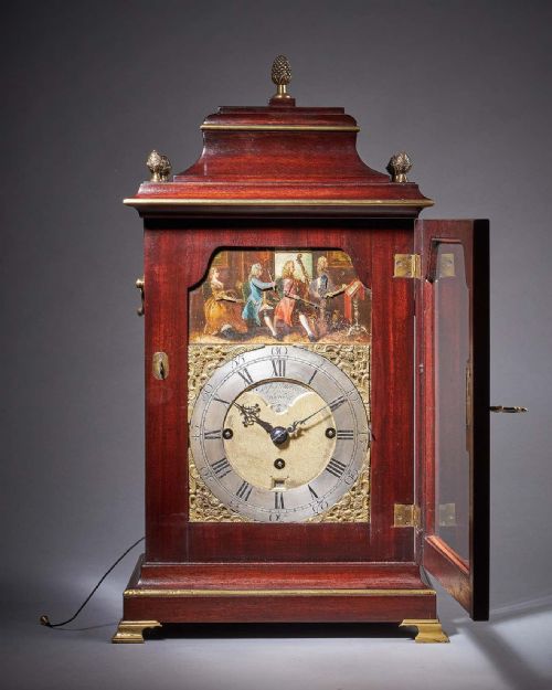 18TH CENTURY GEORGE III MAHOGANY QUARTER STRIKING AUTOMATION BRACKET CLOCK BY STEPEN RIMBAULT - ADDITIONAL PHOTO 1
