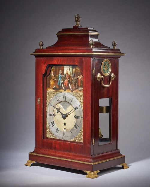 18TH CENTURY GEORGE III MAHOGANY QUARTER STRIKING AUTOMATION BRACKET CLOCK BY STEPEN RIMBAULT - ADDITIONAL PHOTO 2