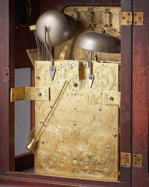 18TH CENTURY GEORGE III MAHOGANY QUARTER STRIKING AUTOMATION BRACKET CLOCK BY STEPEN RIMBAULT - ADDITIONAL PHOTO 7
