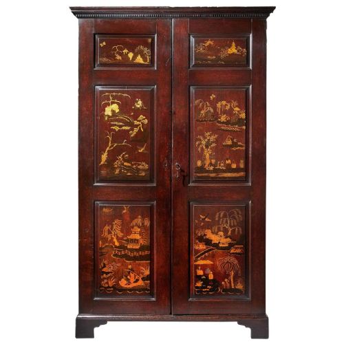 18th century george iii chinoiserie japanned wardrobe chippendale period c1770 - CATEGORY: ANTIQUE WARDROBES - DATED 18TH CENTURY