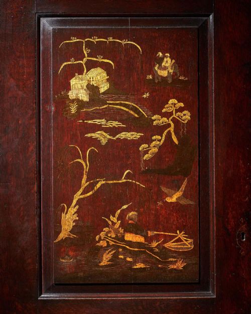 18TH CENTURY GEORGE III CHINOISERIE JAPANNED WARDROBE CHIPPENDALE PERIOD C1770 - ADDITIONAL PHOTO 4