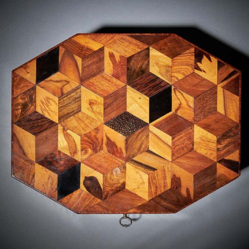 GEORGE IV REGENCY EXOTIC WOOD SPECIMEN PARQUETRY GAMES OR JEWELLERY BOX - ADDITIONAL PHOTO 5