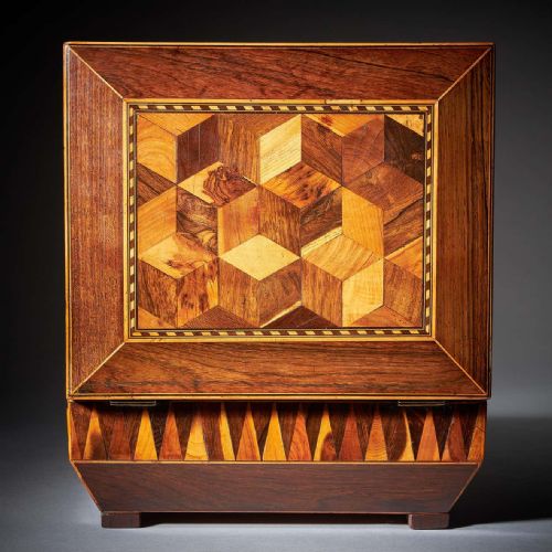 PAIR OF GEORGE IV REGENCY SPECIMEN WOOD PARQUETRY BOXES OF SARCOPHAGUS SHAPE - ADDITIONAL PHOTO 1