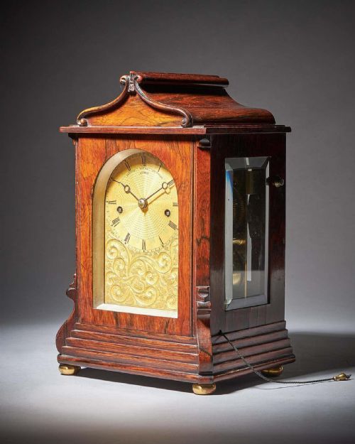 STRIKING GEORGE IV EIGHTDAY ROSEWOOD PAGODA LIBRARY CLOCK BY FRENCH LONDON - ADDITIONAL PHOTO 1