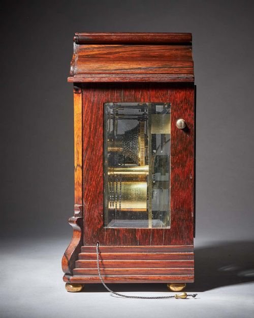 STRIKING GEORGE IV EIGHTDAY ROSEWOOD PAGODA LIBRARY CLOCK BY FRENCH LONDON - ADDITIONAL PHOTO 2