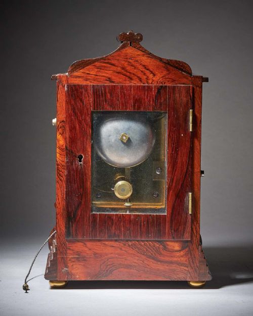 STRIKING GEORGE IV EIGHTDAY ROSEWOOD PAGODA LIBRARY CLOCK BY FRENCH LONDON - ADDITIONAL PHOTO 3