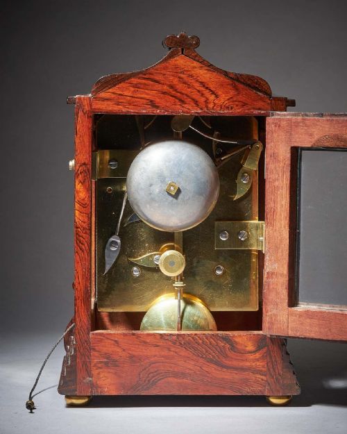 STRIKING GEORGE IV EIGHTDAY ROSEWOOD PAGODA LIBRARY CLOCK BY FRENCH LONDON - ADDITIONAL PHOTO 4