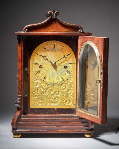 STRIKING GEORGE IV EIGHTDAY ROSEWOOD PAGODA LIBRARY CLOCK BY FRENCH LONDON - ADDITIONAL PHOTO 5