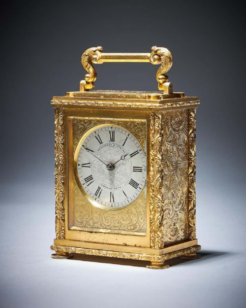 VERY RARE ENGLISH CARRIAGE CLOCK SIGNED BROCKBANK ATKINS LONDON - ADDITIONAL PHOTO 1