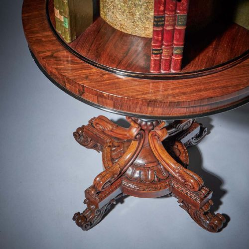 A FINE AND RARE WILLIAM IV ROSEWOOD REVOLVING LIBRARY BOOKCASE STAMPED P WESTMACOTT - ADDITIONAL PHOTO 4