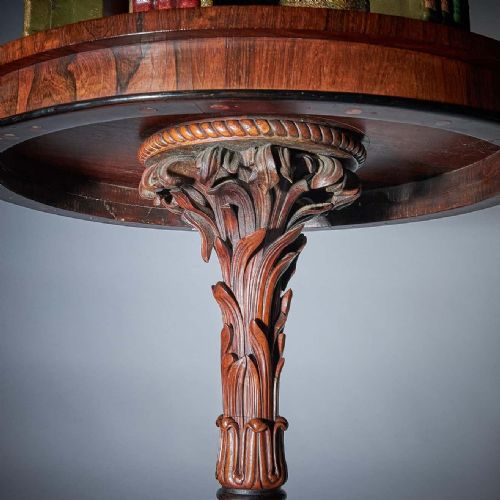 A FINE AND RARE WILLIAM IV ROSEWOOD REVOLVING LIBRARY BOOKCASE STAMPED P WESTMACOTT - ADDITIONAL PHOTO 6