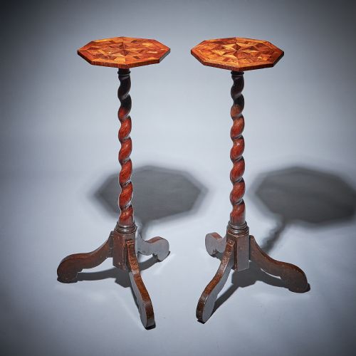pair of 17th century kingwood charles ii parquetry torchieres circa 1660 - CATEGORY: ANTIQUE FURNITURE - DATED 17TH CENTURY